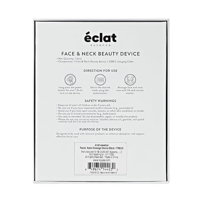 Éclat Facial Massager for Lymphatic Drainage, Face, Neck & Body Tool for Skin Care, Heated Electric Beauty Device for Wrinkles, Fine Lines, Puffy Skin, Lifting, Firming, Sculpting with 7 Light Therapy