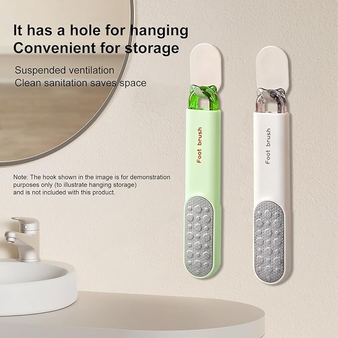 Double-Sided Stainless Steel Foot File, Foot Callus Remover & Foot Scrubber, Professional Pedicure Tool for Dry & Wet Feet, Safe Hard Skin Remover for Sensitive Feet, Green (Ergonomic Grip)