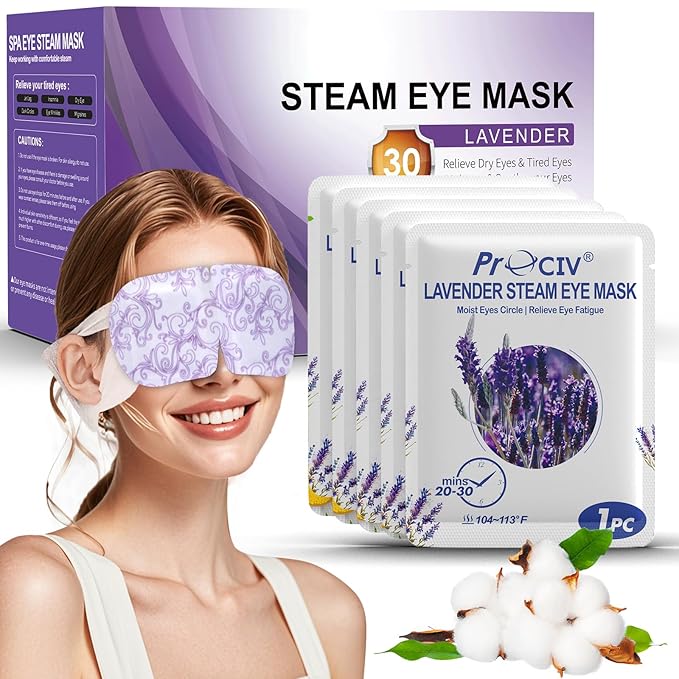30 Packs Steam Eye Mask Lavender,Warm Compress for Dry Eyes Sleep Mask,Hot Auto Heated Eye Masks Relaxing Items for Women Moist Heat Soothing Eye Fatigue,Disposable Eye Mask for SPA Essentials