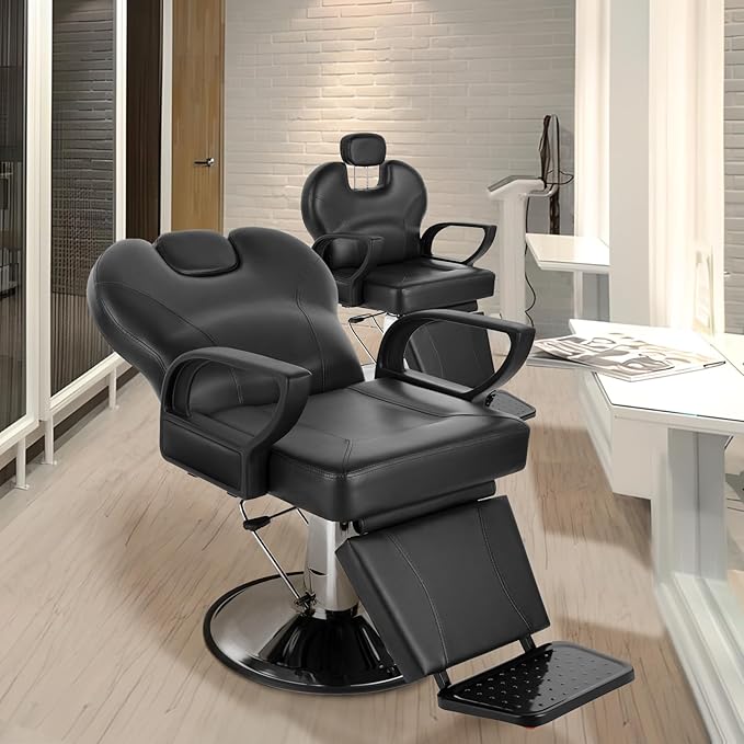 Salon Chair for Hair Stylist, 360 Degree Rotating Barber Chair with Heavy Duty Hydraulic Pump, Spa Beauty Equipment for Hair Stylists, Tattoo Artists, Cosmetologists (Black)