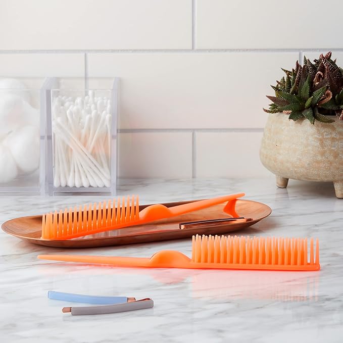 3 Row Styling Comb For Detangling, Defining And Separating Curls (Orange)