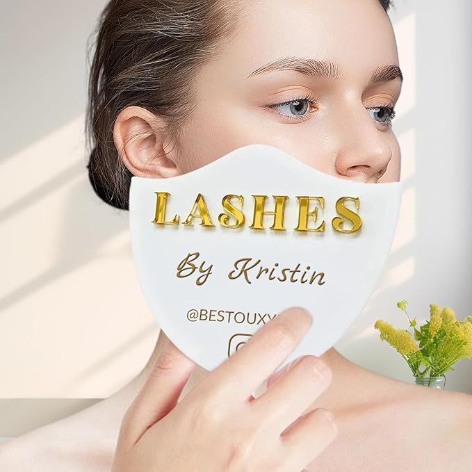 Personalized Lash Mirror Custom Eyelash Photo Prop Personalised Acrylic Handheld Lash Mirror with Name Gift for Beauty Girls Technician (Color01)