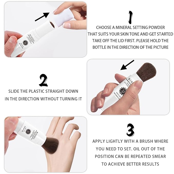 Sunscreen Setting Powder SPF 35, Mineral Brush Powder for Face & Scalp, Oil Control Natural Matte Finish Loose Powder Translucent Lasting Lightweight Breathable for All Skin (03# White)