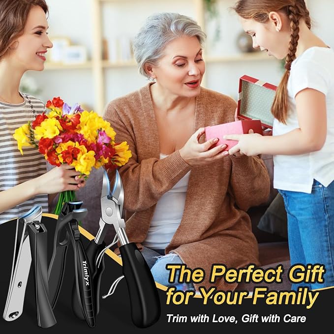 Toenail Clippers for Thick Toenails, Trimlyx Ingrown Toe Nail Clippers for Thick Nails for Seniors, Heavy Duty Nail Clippers for Men, Angled Head Large Toenail Clippers for Seniors 5Pcs