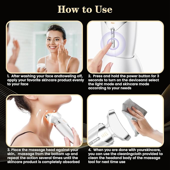 Face Massager, Red Light Therapy for Face and Neck, 3-in-1 Facial Massager Tool, Face Lift Device with Cold & Hot Vibration Technology, Portable Facial Massager for Wrinkles Skin Care, Firming