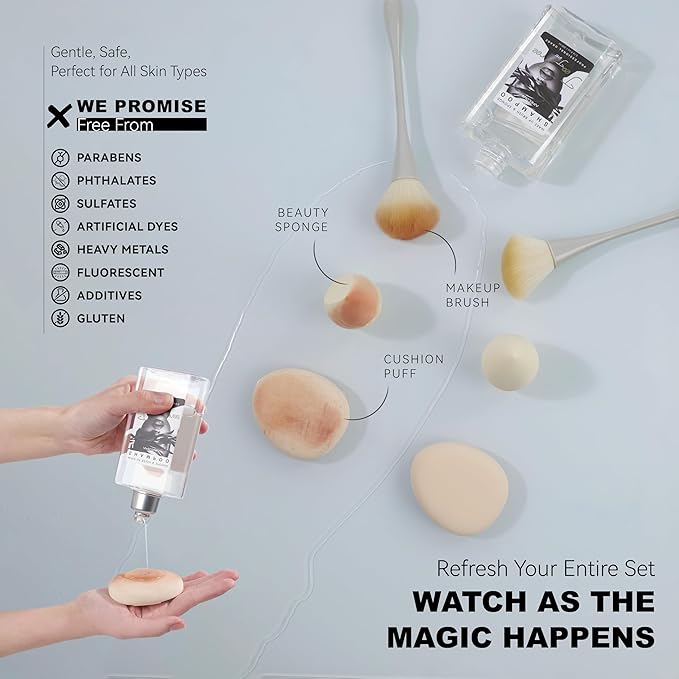 Electric Makeup Brush Cleaner Bundle with Tea Tree Oil Cleaner 6.76 fl.oz & Silicone Mat