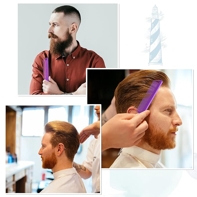 Rat Tail Steel Pin Teasing Combs Set: 3 Pack Hair Styling Combs for Parting and Teasing All Hair Types (Purple)