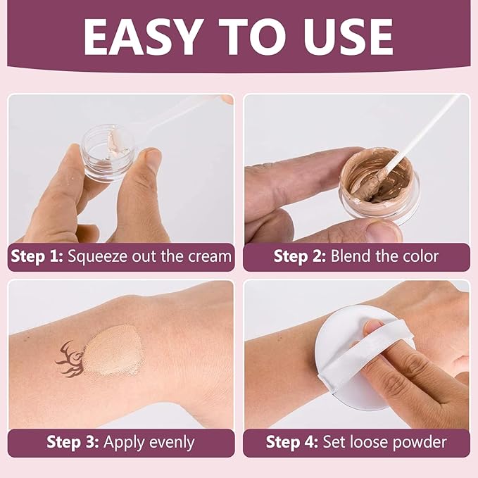 Tattoo Cover Up Makeup Waterproof, 2 Colors Tattoo Concealer, Invisible Tattoo Cover Up, Suitable for Tattoos Scars and Spots, for All Skin Types1