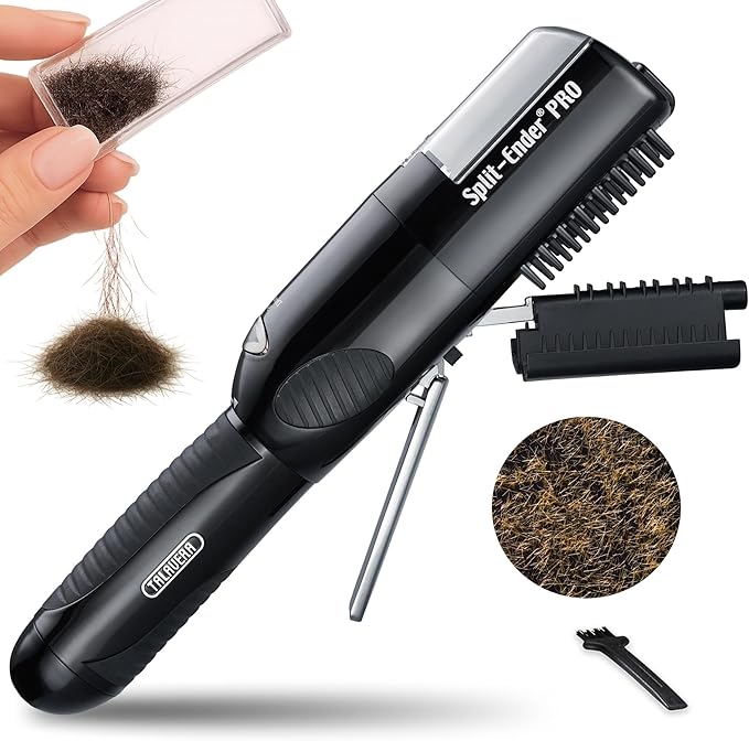 Split-Ender PRO - Original Professional Beauty Tool - Cordless Split End Hair Trimmer for Damaged, Dry, Brittle, Frizzy, Curly or Straight Hair (Black, Professional Kit)