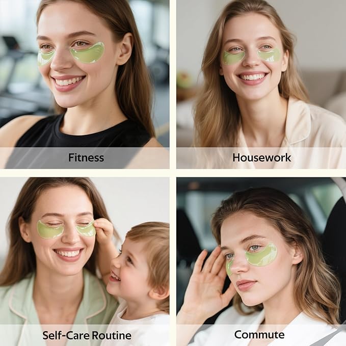 dewyhour Avocado & Gold Hydrogel Eye Mask Set - Collagen Under Eye Patches to Reduce Puffiness, Dark Circles & Wrinkles | Korean Skincare Treatment for Firming, Hydration