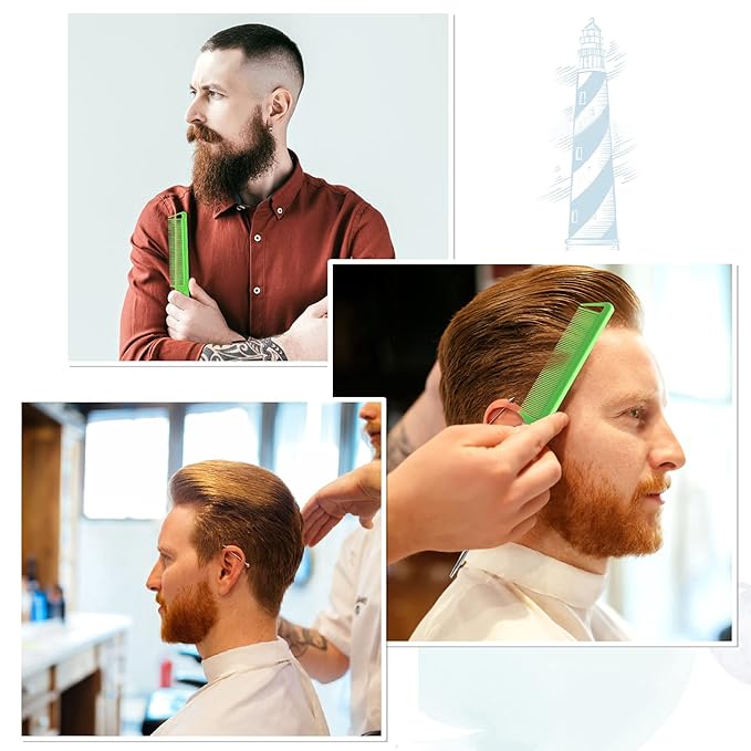 Rat Tail Combs Set: 3Pcs Steel Pin Teasing Combs for Hair Stylists, Parting Combs for Women (Green)