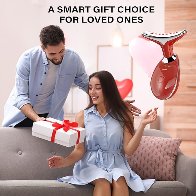 Facial Massager, Portable Face Neck Massager Wand for Skin Care(Red)