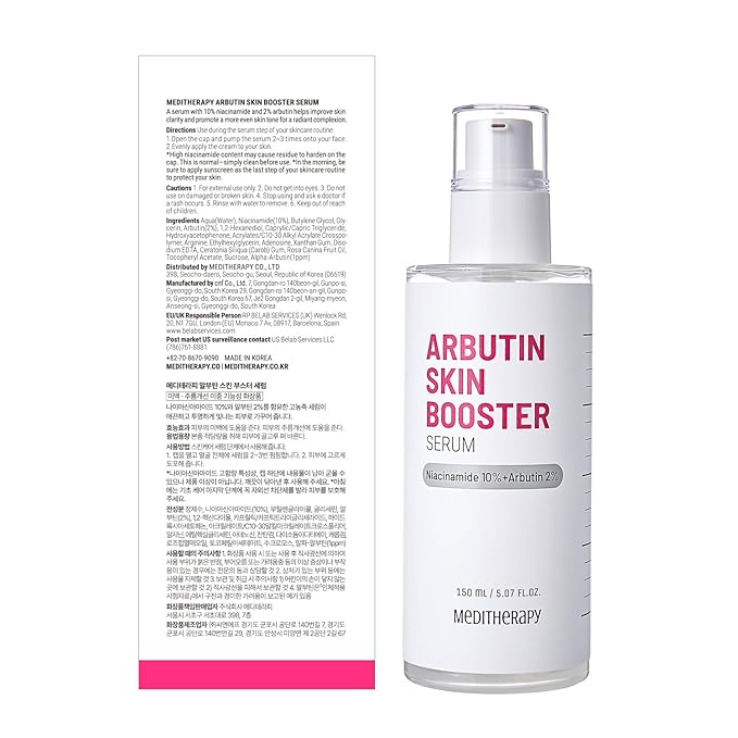 MEDITHERAPY Arbutin Skin Booster Serum for Face 5.07 fl. oz - Korean Face Serum with 10% Niacinamide and 2% Arbutin - Alpha Arbutin Targets Dark Spot, Evens Skin Tone - Gentle on Sensitive Skin