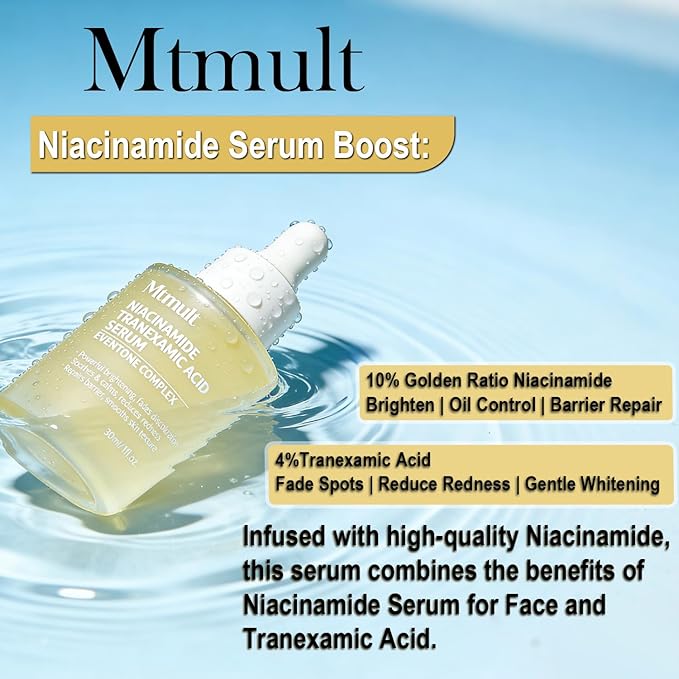Mtmult Tranexamic Acid Serum - Tranexamic Acid for Face | Hyperpigmentation Treatment with Niacinamide, Stem Cell Serum for Face & Niacinamide, 1.01 fl.oz