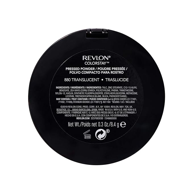 Revlon ColorStay Pressed Powder Face Makeup, Longwearing, Fragrance-Free, Noncomedogenic, 880 Translucent, 0.3 oz