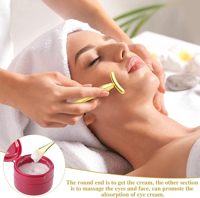 2 Pcs Metal Eye Cream Applicator Face Roller Massager Tool,Eye Massage Wand Stick Girls Women Facial Massager for Reducing Puffiness Wrinkle