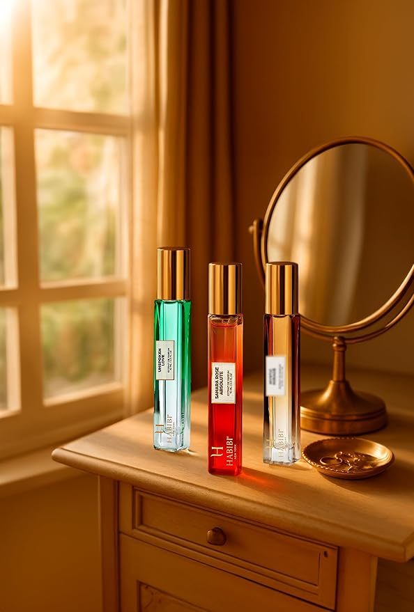 H HABIBI Sahara Rose Absolute Extrait De Parfum 10ml (0.30 fl Oz) – Travel Size Perfume for Women & Men, 25% Perfume Oil Concentration, Long Lasting Daily Wear Niche Fragrance with Luxury Leather Case