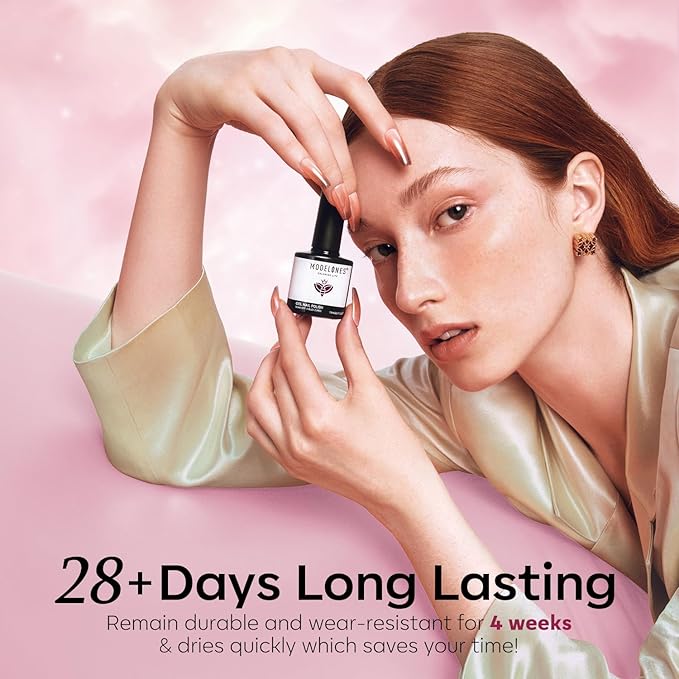 modelones Gel Nail Polish Set, 6 colors Neutral Nude Pink Gel Polish Pearl White Burgundy Red Shimmer Peach Pink Galaxy Grape Purple Glitter Nail Polish DIY Nail Art Manicure Gift