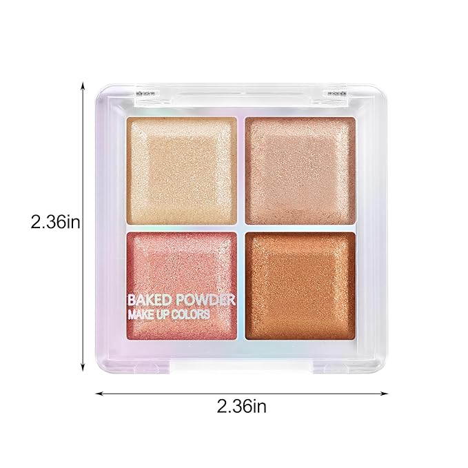 Boobeen Blush and Highlighter Palette- 4-color Metallic Shimmer Shadow Powder, Illuminator Makeup Set for Shading, Highlighting & Defining the Face