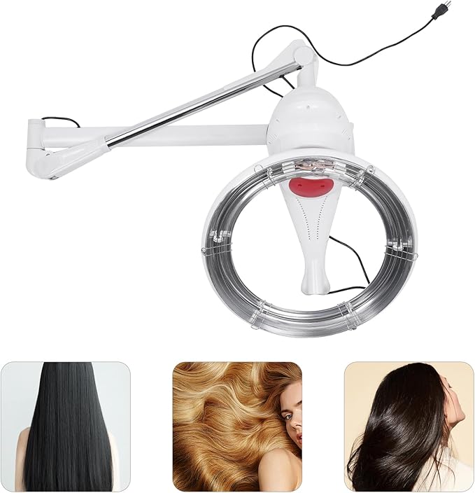 Hair Treatment Machine, 950W Wall Mount Orbiting Rotating Hair Processor for Salon Spa Family, Time Adjustable, White(Style 8)