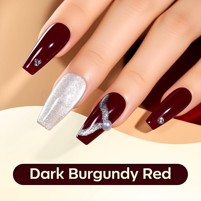 Makartt Dark Red Burgundy Gel Polish: 15ml Maroon Red Gel Nail Polish Fall Winter Soak Off UV LED Lamp Art Manicure Salon DIY Home Intense Color Gifts for Women Crimson Luxe
