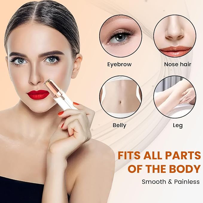 Facial Hair Remover for Women – Electric Face Razor with Light, Hair Removal for Upper Lip, Chin & Cheeks – Color White