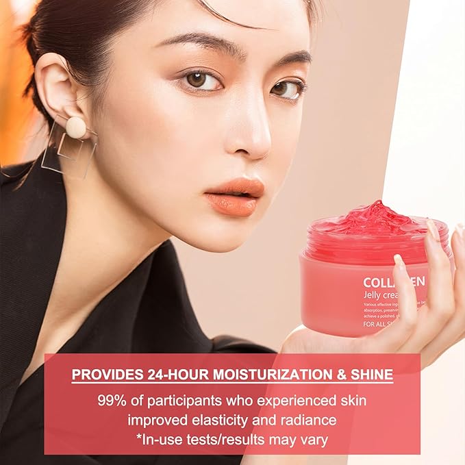 Collagen Jelly Cream - Contains Niacinamide & Freeze Dried Hydrolyzed Collagen -Elasticity & Hydration - Reduce Fine Lines & Dullness - Korean Glass-Shiny Skin Suitable for All Skin Types (3.38 Fl.Oz)
