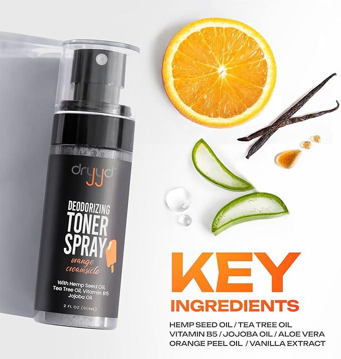 Deodorizing Toner Spray for Balls - Aluminum-Free Cooling Toner Ball Spray - Mens Groin Care - Ball Deodorant for Men with Tree Oil, Vitamin B5, and Jojoba Oil - Orange Creamsicle, 2 Pack