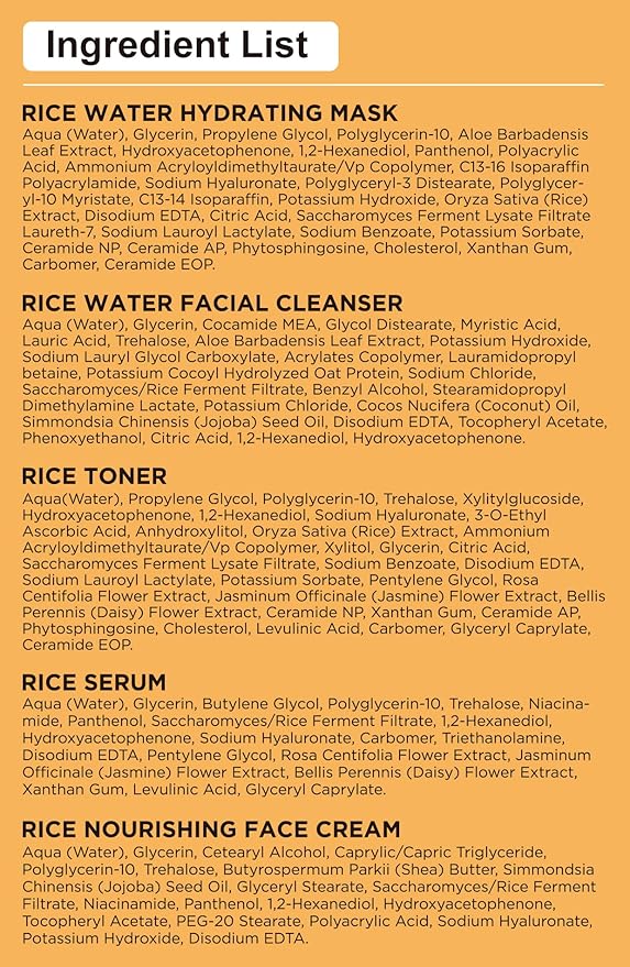 Skin Care Set,5Pcs Women Teen Glass Skincare w/Korean Rice Extract,Hydrate Glow Repair Anti-Aging Facial Routine Mini Kit Self Care Gifts for Women Mom Wife Teens Teenage Girl Airplane-Friendly Sizes