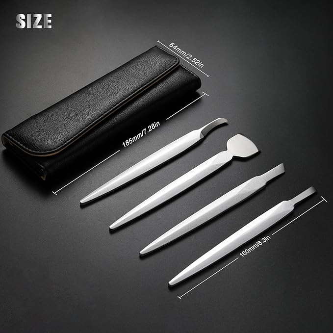 FERYES Pedicure Knife Ingrown Toenail Kit, 4 PCS Professional Pedicure Tool Kit, Top Notch Foot Blade (Leather case included)