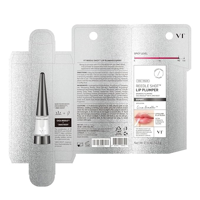 VTCOSMETICS Reedle Shot Lip Plumper, 0.15 oz (4.3 g), Moisturizing, Transparent, Lip Gloss, Stocking Stuffers, Fragrance-free, Korean Cosmetics (Expert)