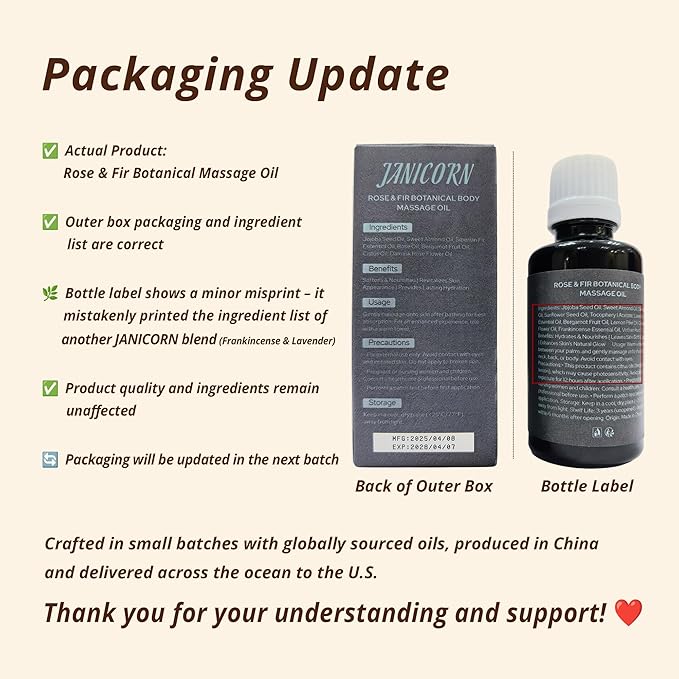 Botanical Aromatherapy Oil for Face & Body Massage – Lightweight Hydration & Nourishing Care, Plant-Based Formula with Cool Forest Rose Aroma (Rose & Fir), 30 ml / 1.0 fl oz