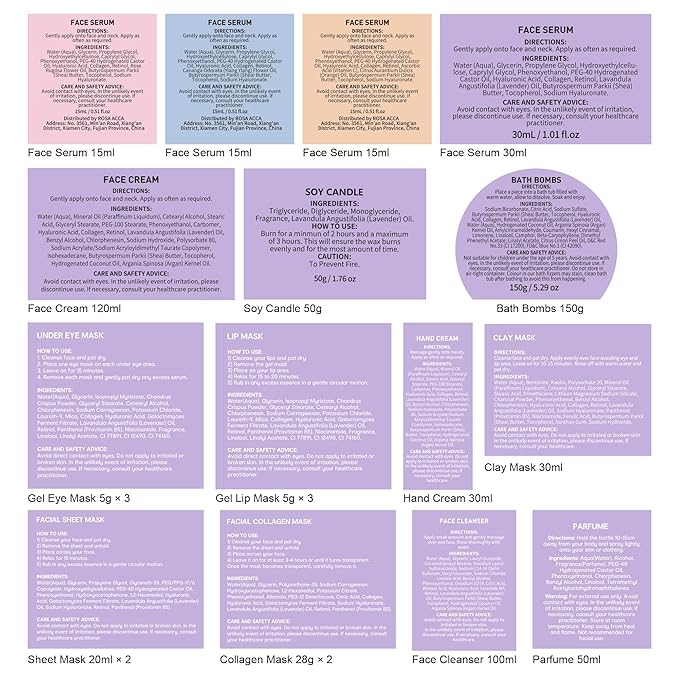 33 pcs Valentines Day Gifts for Women, Lavender Spa Bath & Body Gift Set, Face Sheet Mask Skin Care, Hydrogel Mask, Lip Gloss, Cosmetic Bag, Serum, Necklace, Cleanser, Gua Sha, Mother Day, Birthday