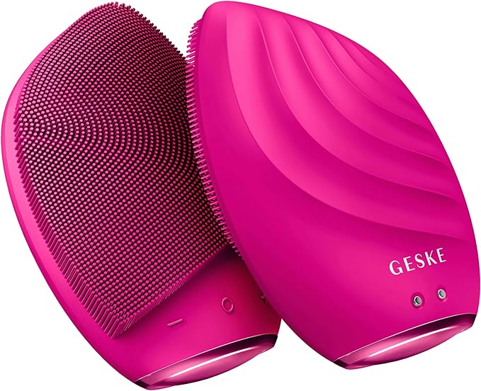 GESKE SmartAppGuided™ Sonic Facial Brush 5 in 1 | Vibrating Electric Facial Cleansing Brush | Soft Silicone Brush | Professional Facial Cleanser | Skin Cleanser & Exfoliator | Face Massager