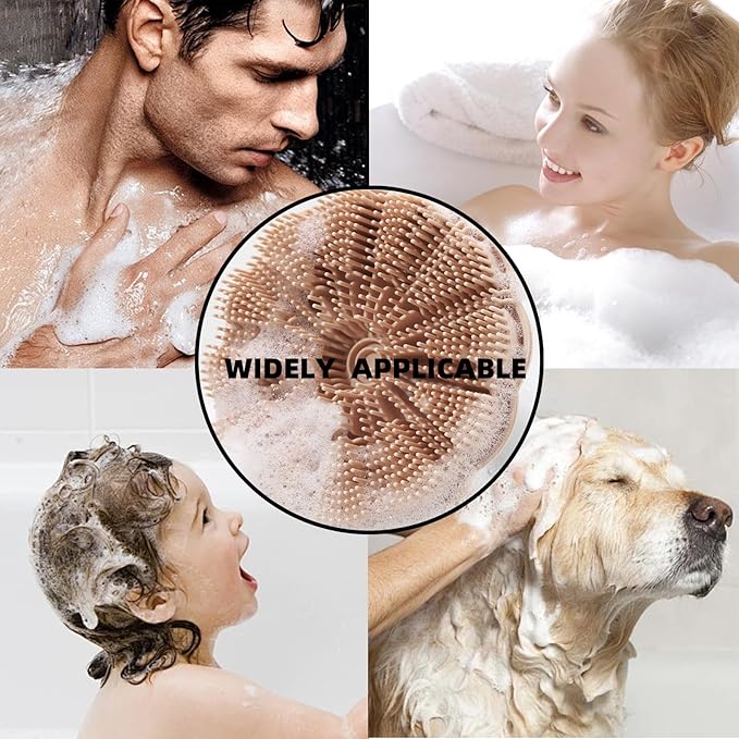 Silicone Body Scrubber Shower Brush, Exfoliating Body Wash Scrubbers for All Skin Types, Ergonomic No-Slip Handle, Body Brush for Showering