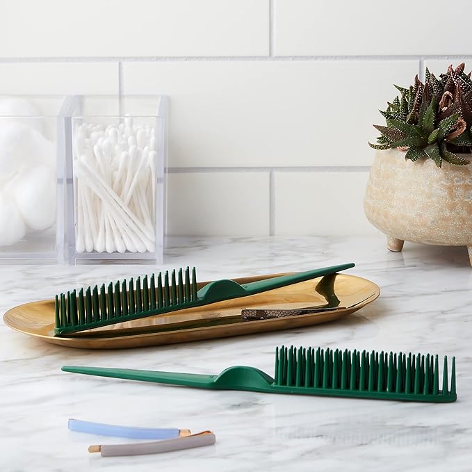 3 Row Styling Comb For Detangling, Defining And Separating Curls (Green)