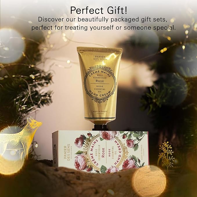 Panier des Sens Rose Hand Cream - Nourishing Shea Butter Hand Cream for Dry Cracked Hands 97% Natural Ingredients - Dermatologically Tested Hand Lotion for Woman Made in France, 2.5 fl oz