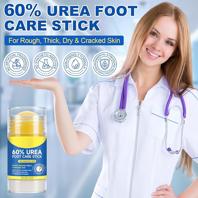Urea Cream 60 Percent for Feet, 2% Salicylic Acid Urea Foot Cream for Cracked Heels and Dry Skin, Deep Moisturizing, Cracked Heel Repair Cream, Repairing Creams for Heels, Knees, Elbows & Hands (2)