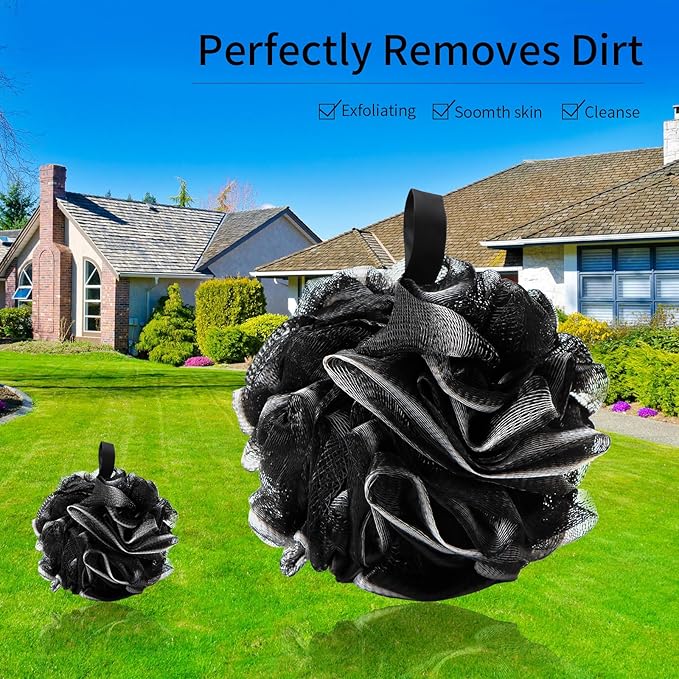 Bath Loofah Sponge Back Scrubber Shower Sponge Soft Mesh Exfoliator Pouf Shower Ball Bath Sponges for Women and Men Bath Accessories