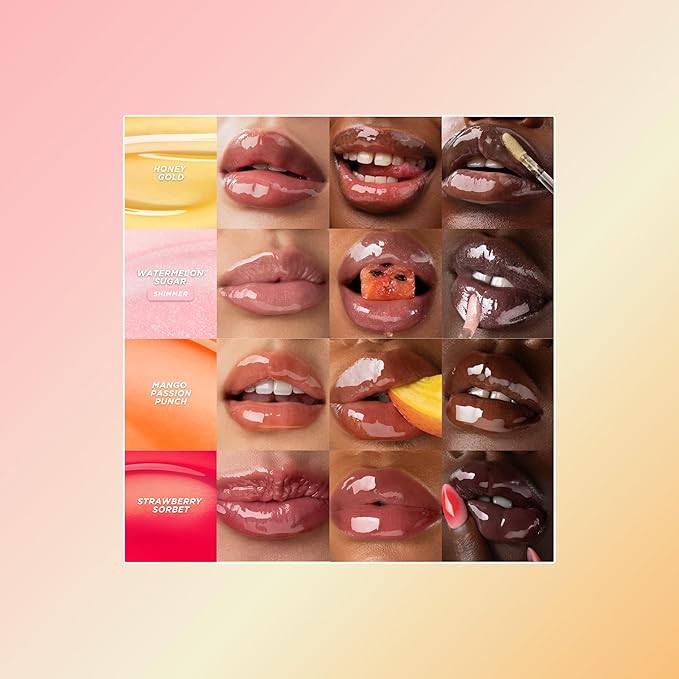 Gisou Honey Infused Hydrating Lip Oil, Nourishing Lip Moisturizer for Dry Lips, 0.27 fl oz (Strawberry Sorbet)