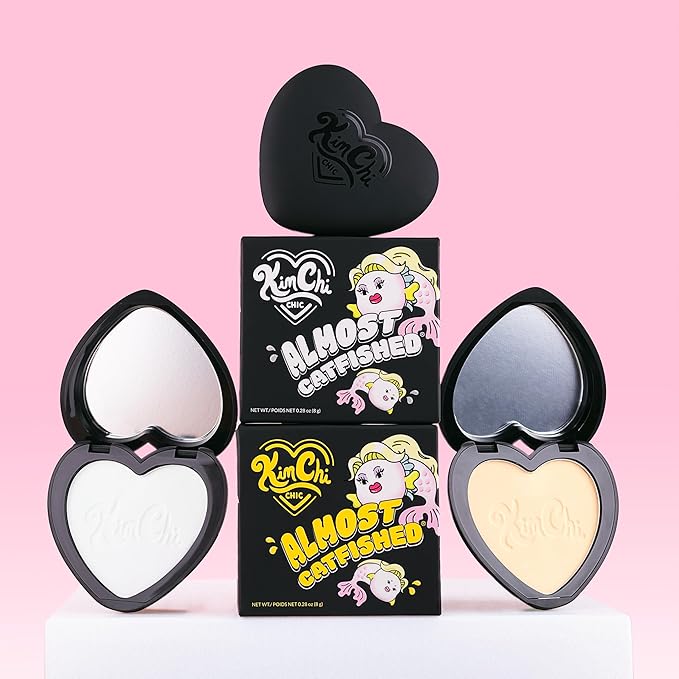 KimChi Chic Almost Catfished Micro Pressed Powder - Brightening Under Eye Setting Powder, Reduces Dark Circles, No Flashback, Banana