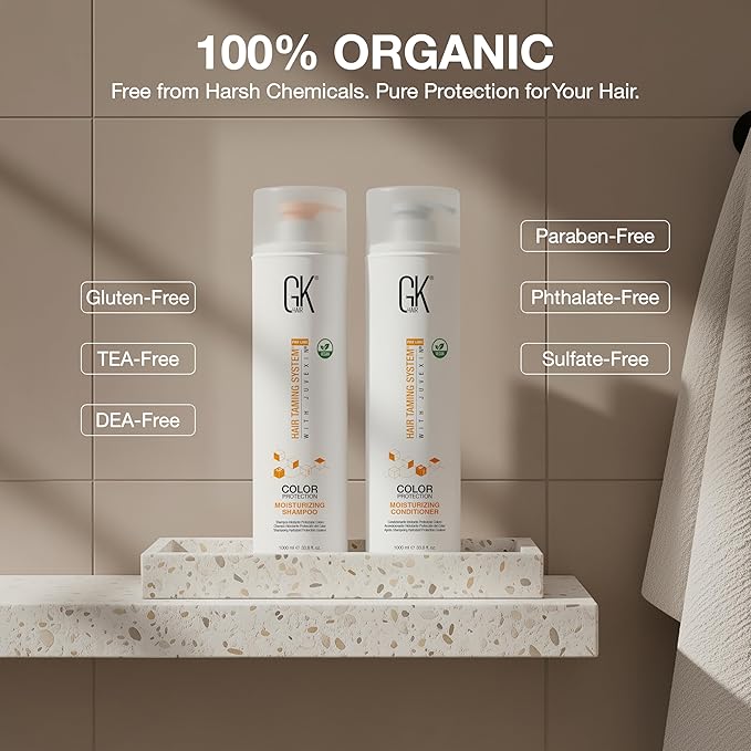 Moisturizing Shampoo and Conditioner Hydrate Set for Colored Treated Hair Keratin Treatment Cleansing Dry to Normal Sulfate Paraben Free All Hair Types for Men and Women By GK HAIR - (2 X 33.8 Oz)