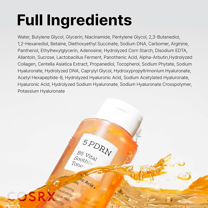 COSRX 5 PDRN B5 Vital Soothing Toner - Korean Toner for Rejuvenating & Soothing Skin with Salmon DNA, Centella, Lactobacillus PDRN & Panthenol, Korean Skin Care (280ml/9.46 fl.oz.)