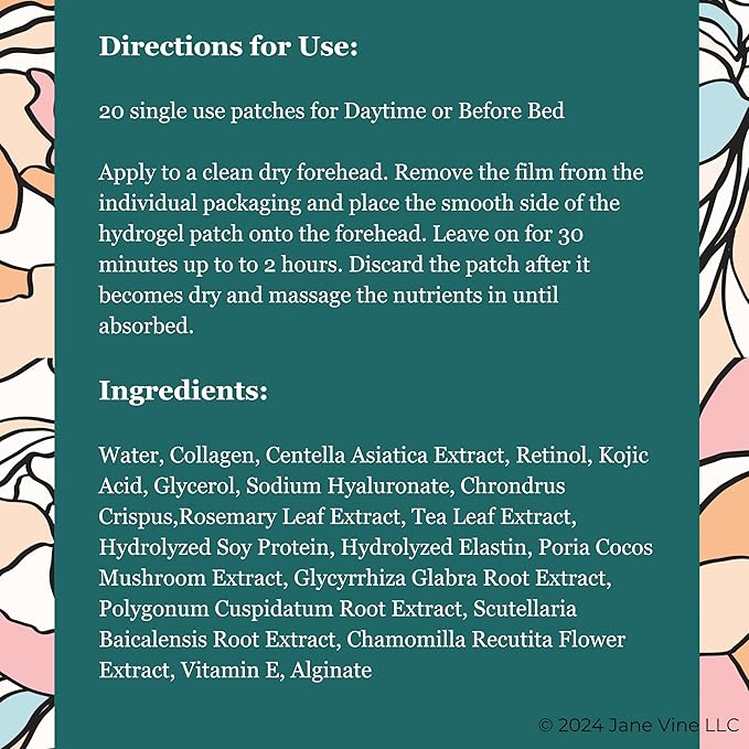 Forehead Wrinkle Patches - Anti Wrinkle Patches - Cooling Collagen Hydration - Wrinkles Treatment - Forehead Collagen Patches with Centella Asiatica, Vitamin E & Hyaluronic Acid - 20 Pcs