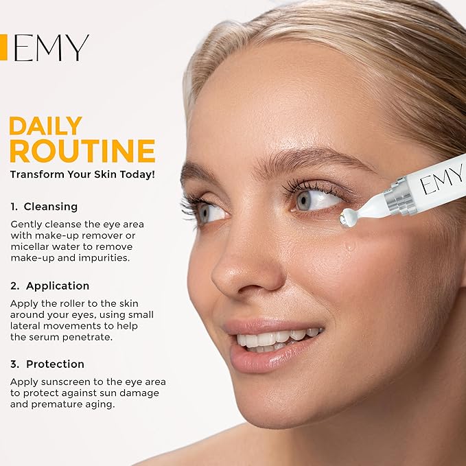 Roller Eye Serum Acid Hyaluronic Caffeine Moisturizing Plumping Massage Ball Reduces Dark Circles Bags Under Eyes Wrinkles and Fine Line Non-Greasy Suitable for Sensitive Skin