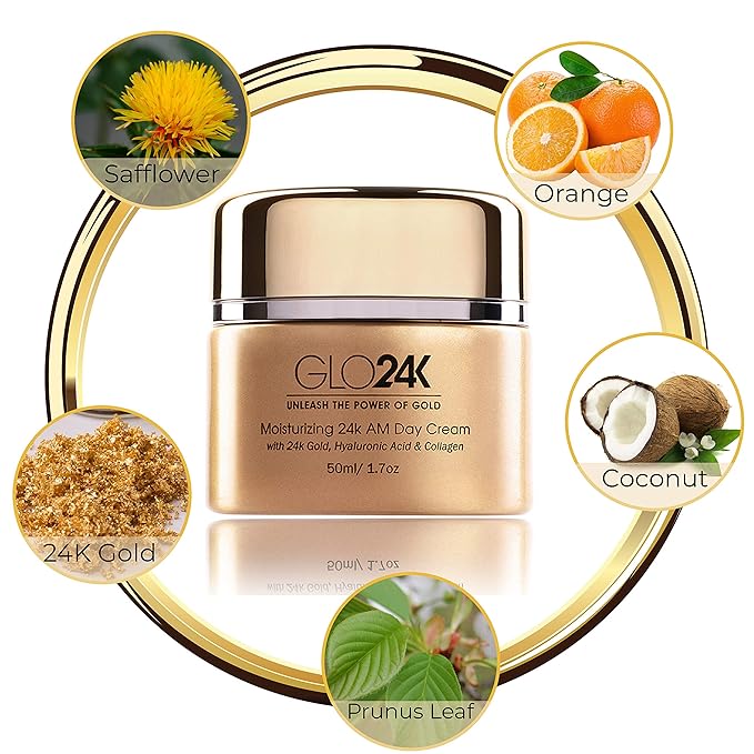 GLO24K Neck and Face LED Beauty Massager plus 24k Moisturizing Day Cream. The Ultimate Duo for Neck Care.