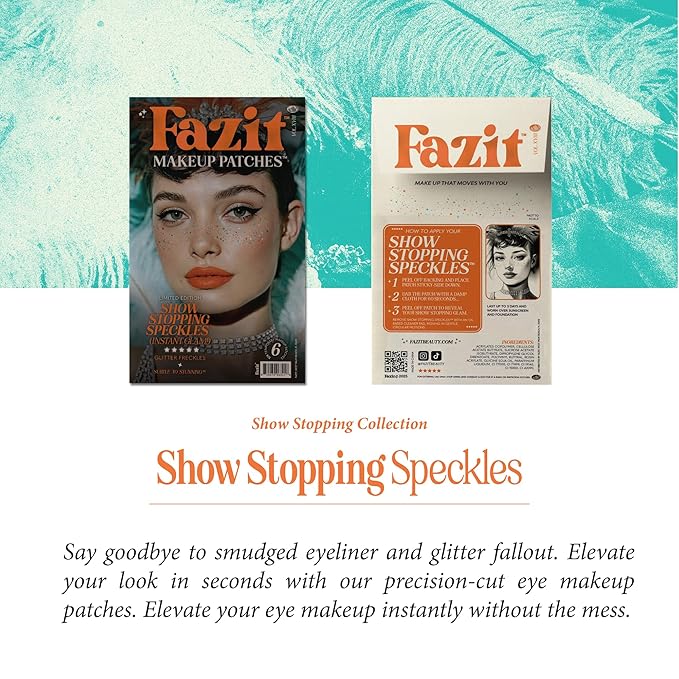 Fazit Makeup Patches - Show Stopping Speckles - Glow Up Make-Up Patches - Cute Glitter Makeup Accessories For Women - Cosmetic Glitter For Face
