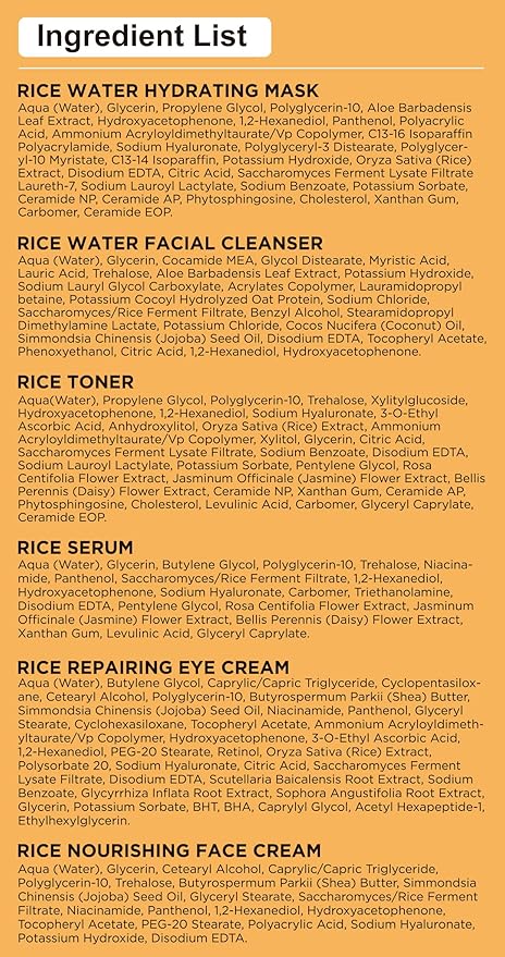 Skin Care Set,7Pcs Women Teen Glass Skincare w/Korean Rice Extract,Hydrate Glow Repair Anti-Aging Facial Routine Kit Self Care Gifts for Women Mom Wife Teenage Girl Teens 10-12 Travel-Size Kit