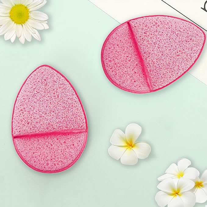 2 Pack Facial Sponge for Daily Deep Cleansing and Exfoliating, Facial Sponges for Washing Face, Reusable Makeup Remover Exfoliating Pads (Pink)