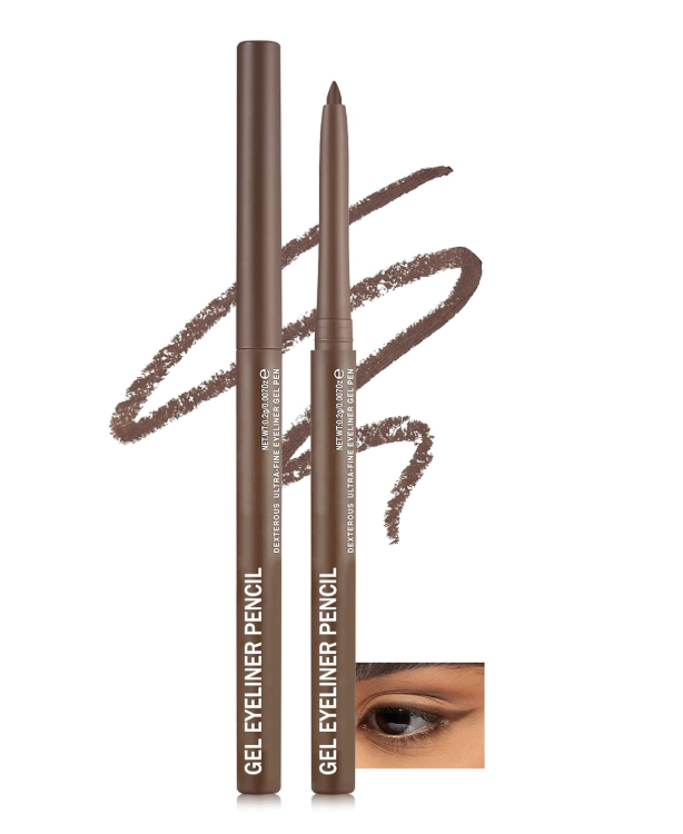 Brown Matte Gel Eyeliner Pencil Waterproof, Metallic Retractable Cream Smooth Eye Liner Pencils, Long Lasting Waterline Hypoallergenic Eyeliner Pen, Highly Pigmented Smudge-Proof Makeup for Women-09